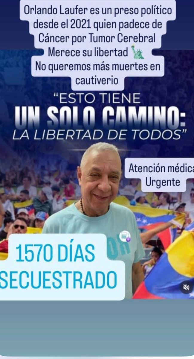 #CRIMINALES Urgente 🚨 El Señor Orlando Laufer Paciente de Cáncer Terminal quien se encontraba en desaparición forzada, se presume que se encuentra en el campo de concentración Fuerte Guaicaipuro, lugar donde no hay condiciones sanitarias, ni electricidad ni agua con alimentación