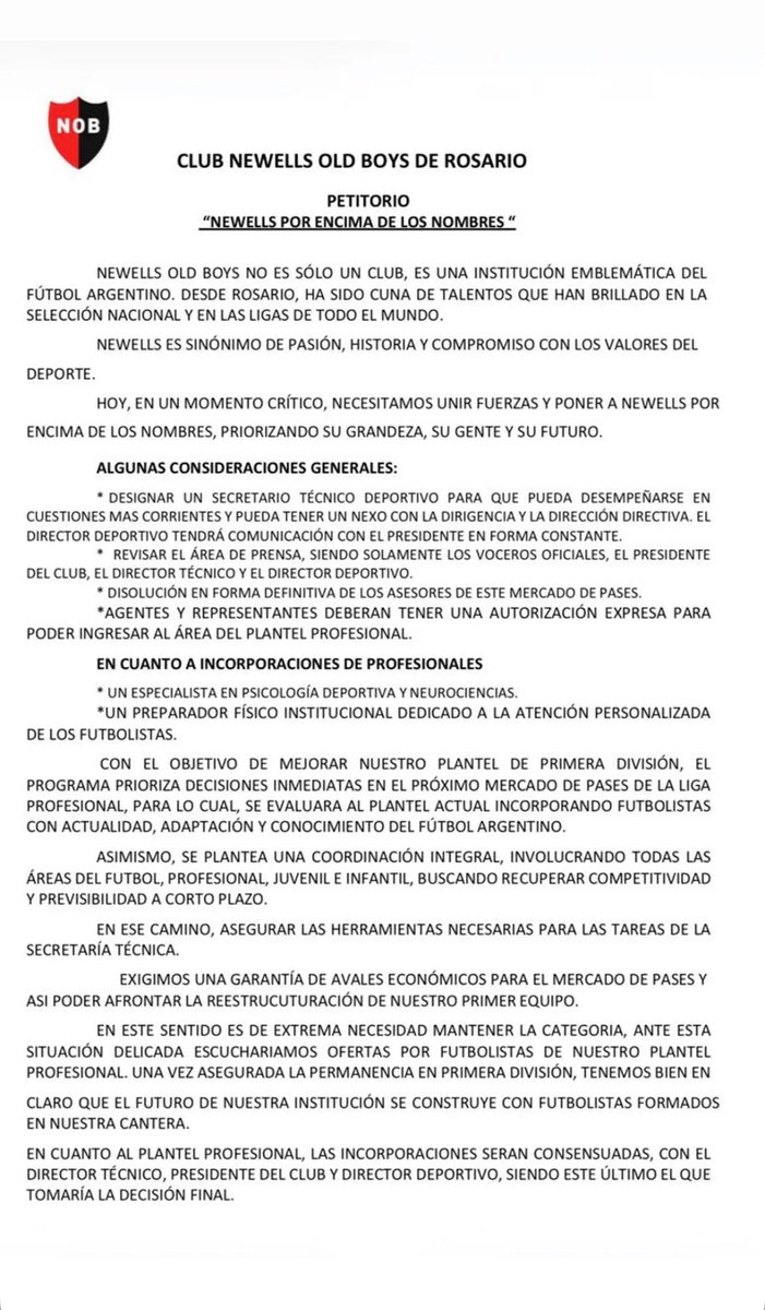 Calvi31's tweet photo. PETITORIO de CLAUDIO VIVAS:

*️⃣ Entre otras cuestiones pide la RENUNCIA de : Gustavo Tognarelli, Jorge Pautasso, Sebastián Lucero [sub coordinador de inferiores],  Mateo Galiana [coordinador del área física] y Fabián Bonhof [Malvinas]
@Estadio_3 https://t.co/qdST5PbB1g