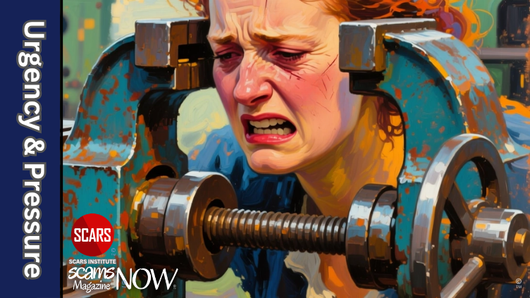 RomanceScamsNow's tweet image. Urgency &amp;amp; Pressure – Scammers’ Preferred Manipulation Tools

Why Urgency and Pressure are Such Perfect Manipulation Tools for Scammers Against Scam Victims 

scamsnow.com/urgency-pressu…

#SCARSinstitute #SCARS #SCARSeducation #SCARScommunity #Recoverology #ScamAwareness