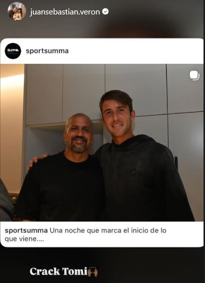 ADamelio64's tweet photo. #Tomy #JSV La respuesta de Juan Sebastián Verón, presesidente de #EDLP al tenista platense Tomás Etcheverry, hincha de #GELP, en el encuentro que tuvieron en la ciudad de Miami. Crack Tomi 🙌 https://t.co/f0jUEau5W7
