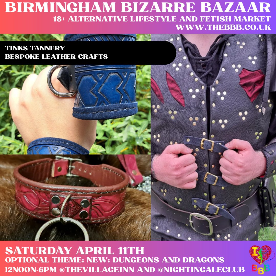 BBBAltFetBazaar's tweet image. 🐲 April at BBB is Dungeons &amp;amp; Dragons themed and our traders are rolling a 20! Featuring: @TinksTannery 

🗓 SATURDAY 11th April 12–6PM
📍 VILLAGE INN / NIGHTINGALE CLUB
thebbb.co.uk

#CreativeCommunity #DungeonCore #FantasyVibes #BBBMarket #BirminghamBizarreBazaar