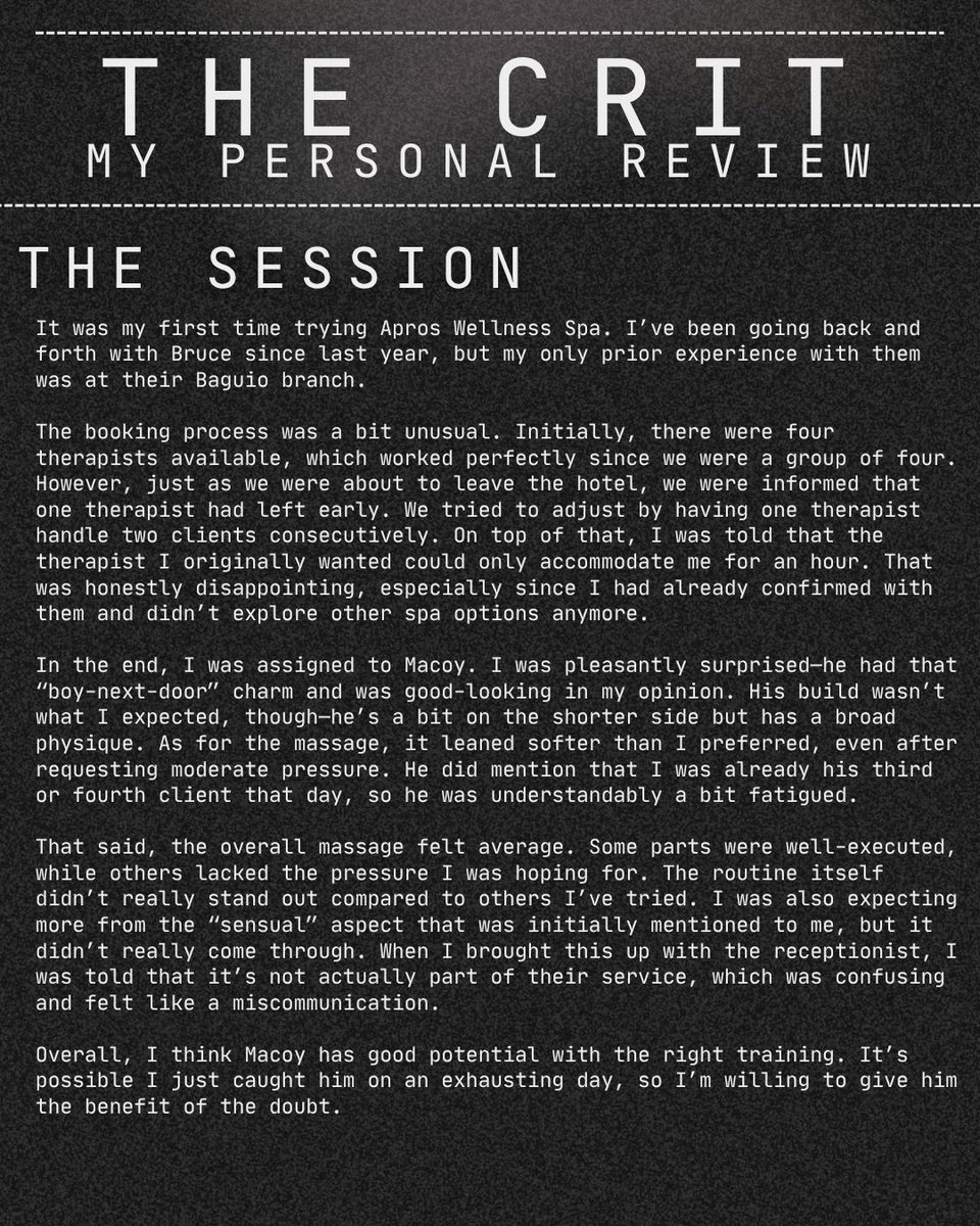 The Crit - Massage Review tweet media