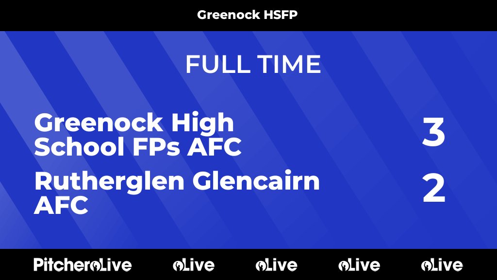 FULL TIME: Greenock High School FPs AFC 3 - 2 Rutherglen Glencairn AFC
#GRERUT #Pitchero
pitchero.com/clubs/greenock…