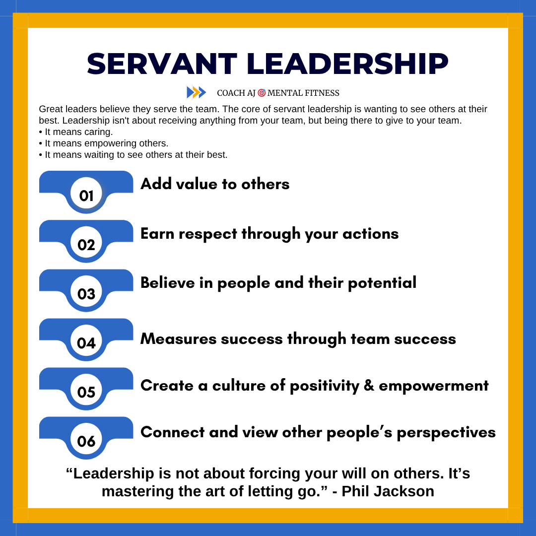 Phil Jackson said, "Leadership is not about forcing your will on others. It's about mastering the art of letting go."  

Great leaders serve the team - not themselves.

They empower, build trust, and elevate others.

Here are 6 habits to master servant leadership👇
