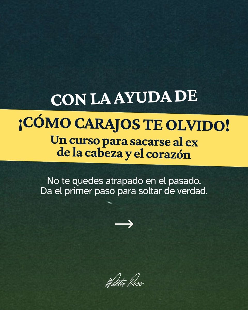 Walter_Riso's tweet photo. ¿Aún piensas en tu ex más de lo que quisieras? Con el curso: ¡Cómo carajos te olvido! aprenderás a soltar de verdad.

Ingresa al siguiente link y recibe 78% de descuento https://t.co/P10CDCC8j9 https://t.co/PKsvCGm4ij