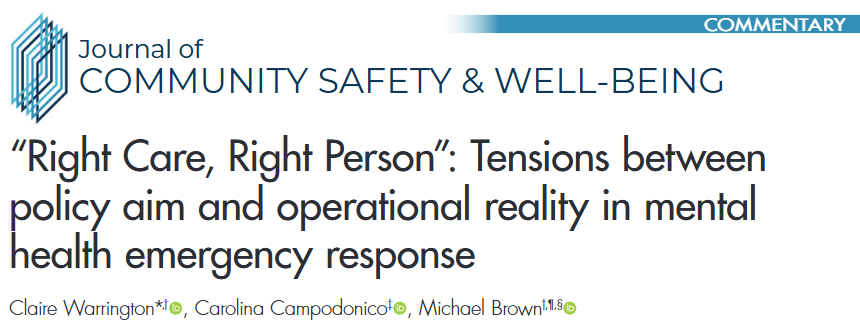 DrC_MHealth's tweet photo. When systems change, people in crisis feel it first.  

#RightCareRightPerson is reshaping police responses to mental health crises — but what does that look like in practice?

https://t.co/IEofeisuy9 https://t.co/qtciNh6poR