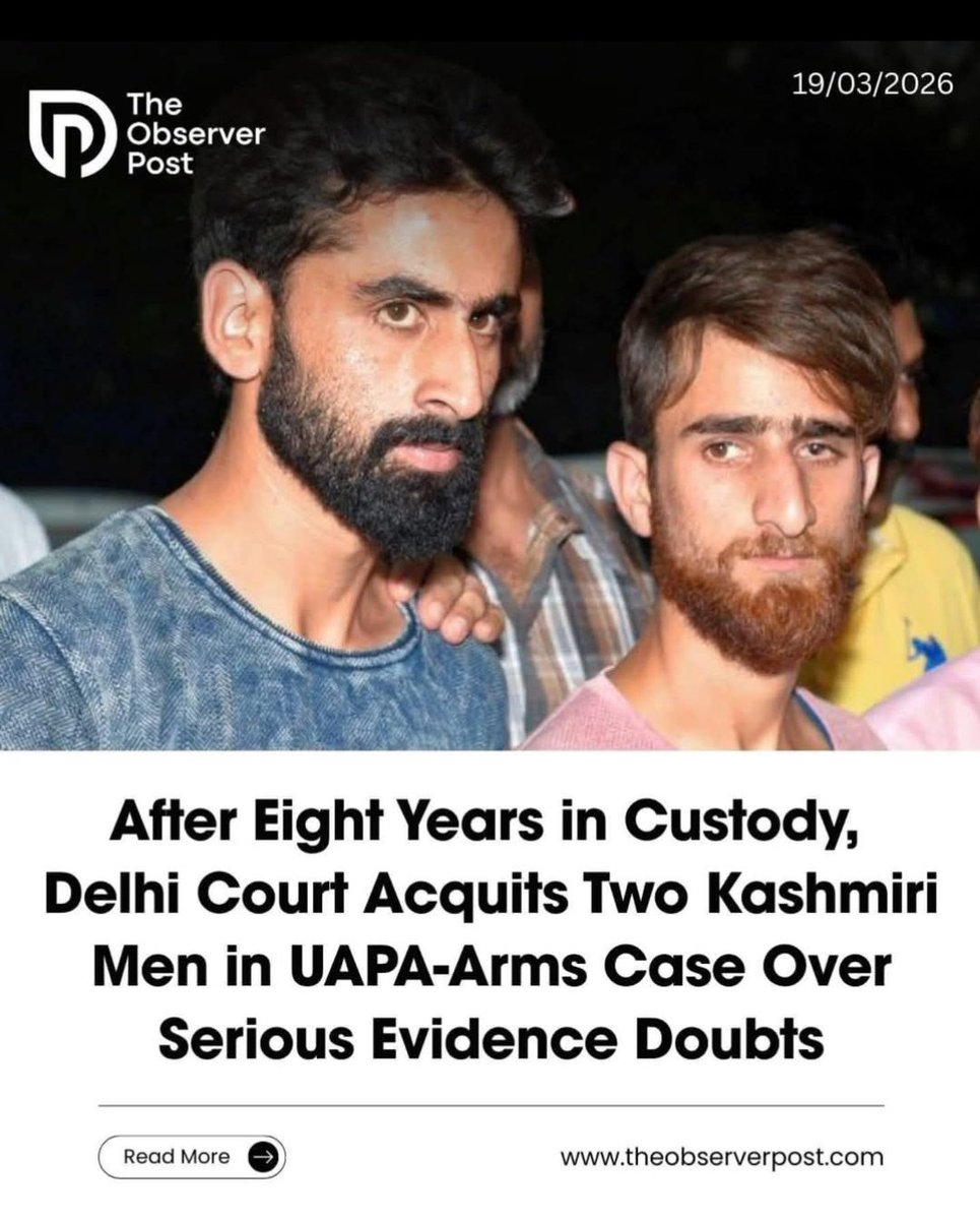As muslims across the globe celebrated Eid, 2 Indian Occupied Kashmiris were wrongfully detained for Eight years in custody. Eight years of lost time, lost dignity, lost life. And in the end, acquitted over serious doubts.
This isn’t just a verdict it’s a question the system must