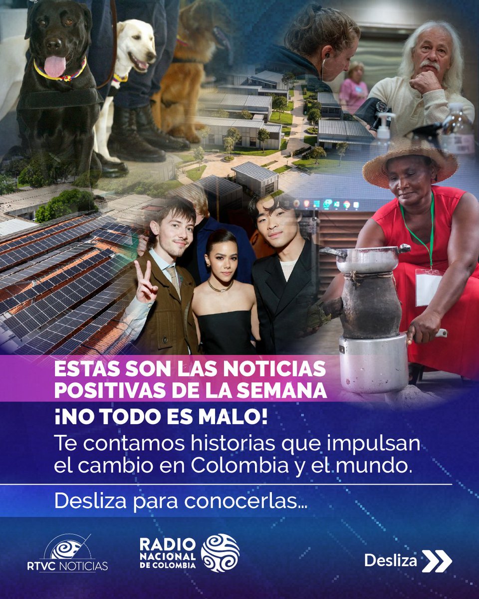 RTVCnoticias's tweet photo. ESTAS SON LAS NOTICIAS POSITIVAS DE LA SEMANA 🌎✨

#BuenasNoticiasRTVC | En medio de los desafíos globales, también llegan hechos que impulsan el cambio en Colombia y el mundo. 🇨🇴🌐

🔴Sigue el canal de RTVC Noticias en WhatsApp📲 https://t.co/uJrRyIzJQW