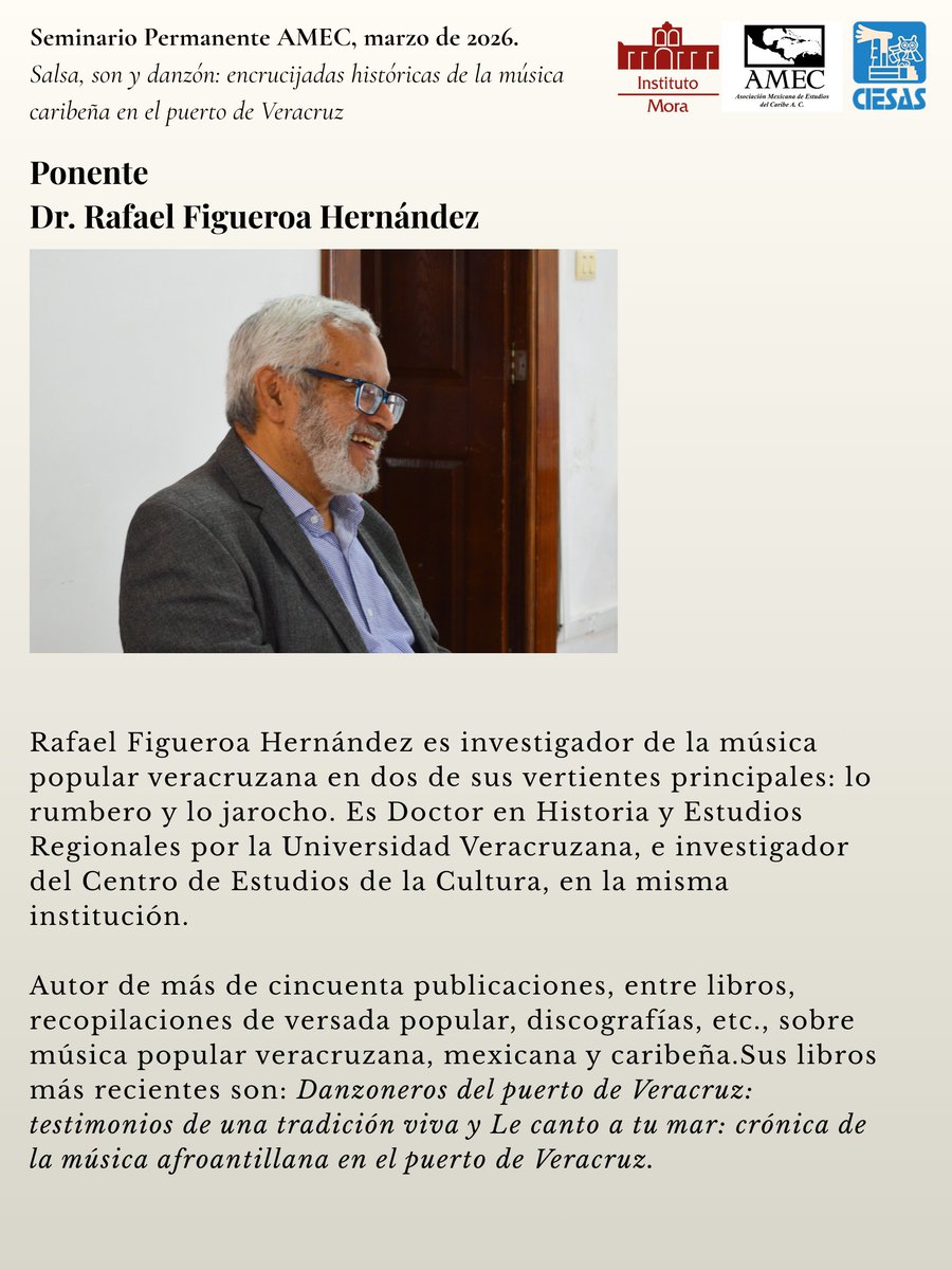AMEC_oficial's tweet photo. ¿Qué tienen en común la salsa, el son y el danzón? 🎶

El puerto de Veracruz es el epicentro de estas encrucijadas históricas. 

Te invitamos al Seminario de la AMEC con el Dr. Rafael Figueroa Hernández para explorar este universo musical y caribeño. 

🗓️ Viernes 28 de marzo https://t.co/uyyO7Ii16t