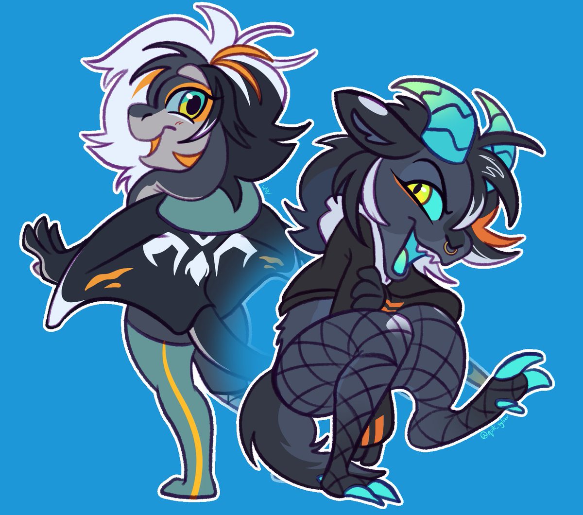 Simple Chibi Art Commission for IllustriousGrave on #vgen ! These two OCs are literally so prettyyy 😭💖