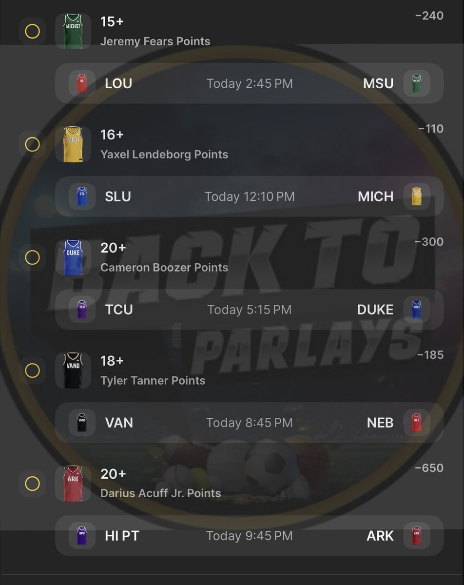 BackToTheParlay's tweet photo. March Madness Round 2 Player Props

#MarchMadness #Gambling𝕏 #SportsBetting #DraftKings https://t.co/zK0UMJy8qo