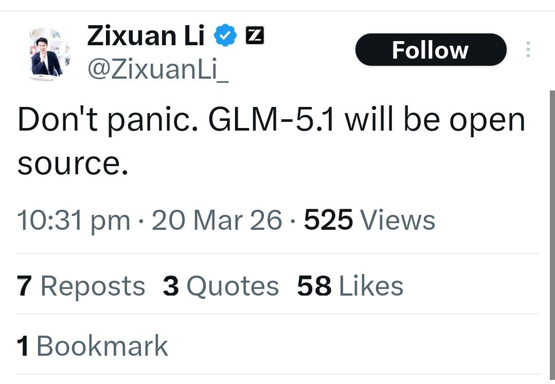 GLM-5.1 open-source tease
