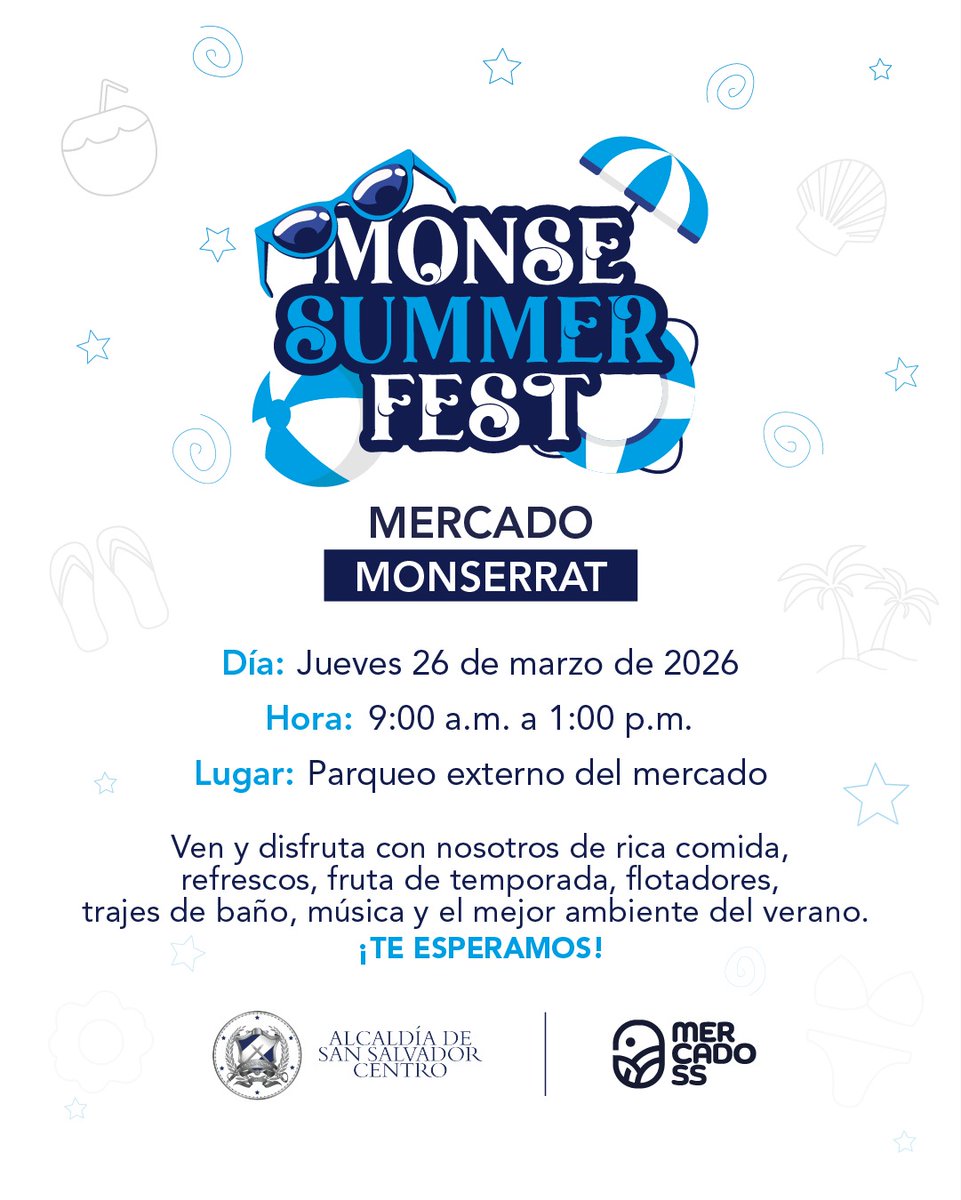 ☀️🌊 ¡El verano se vive en grande! 🌊☀️

Prepárate para disfrutar del Monse Summer Fest en el Mercado Monserrat 🏖️✨

📅 Jueves 26 de marzo
⏰ 9:00 a.m. a 1:00 p.m.
📍 Parqueo externo del mercado

💙 Ven con tu familia y amigos… ¡y déjate contagiar por la vibra del verano!
