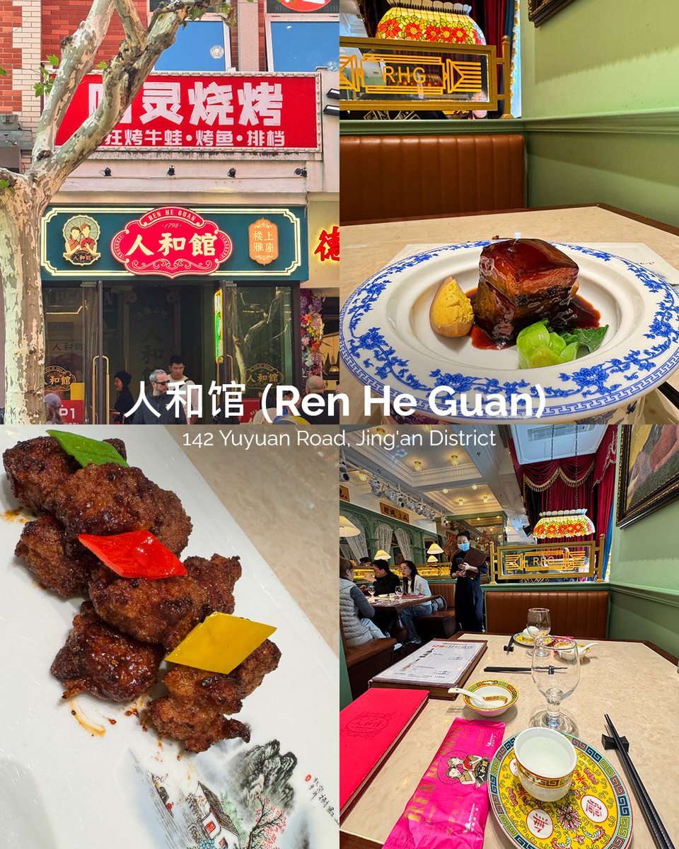 laksventures's tweet photo. Four restaurants. Zero regrets. 🥢🔥 

Shanghai changed the way I think about food. If you're planning a trip, save this post and you can thank me later. 📌😉 
📍九卓堂 (Jiu Zhuo Tang)
📍人和馆 (Ren He Guan)
📍大壶春 (Da Hu Chun)
📍醉舍 (Zui She)

#ShanghaiRestaurants #Shanghai https://t.co/qNSxTtfGVk