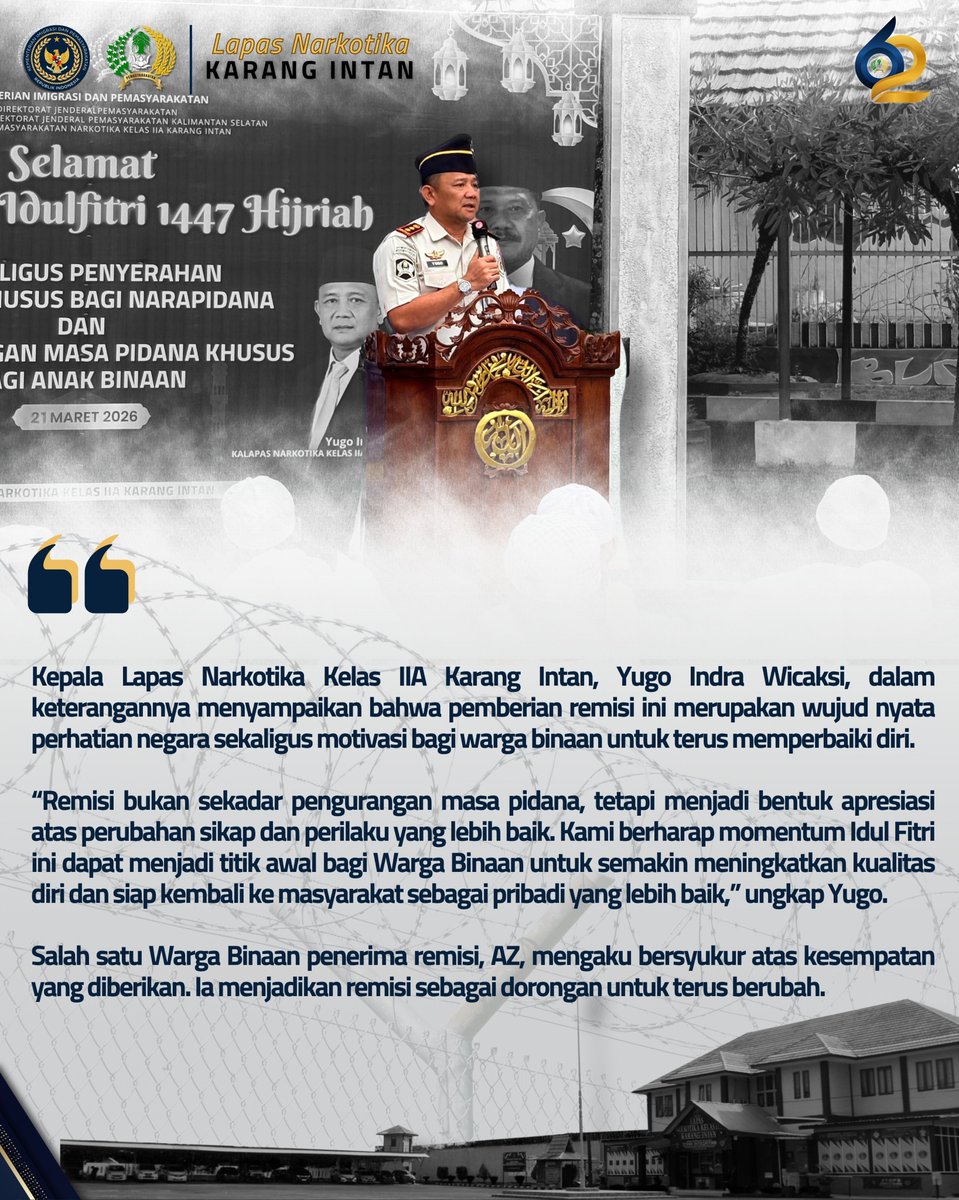 lpnkarangintan's tweet image. Ratusan Warga Binaan Lapas Narkotika Karang Intan Terima Remisi Idul Fitri 1447 H

Selengkapnya, Cek Slide . . .

#kemenimipas
#imipasprima
#guardandguide
#infoimipas
#pemasyarakatan
#KanwilDitjenPasKalsel
#LapasNarkotikaKarangIntan
#TimHumasLPNKarangIntan✅