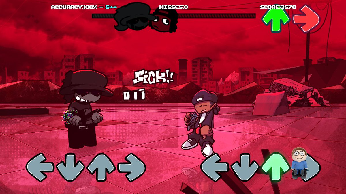 fnfrone's tweet photo. how we feeling #fridaynightfunkin #daveandbambi #fnfmods @THEREALTIMELIME 

background by @teethlust 
upheaval sprites &amp; icon by @mrvidyas 
beno sprites by @DaniArt_XD 
beno icon by @GslschftsGrtst https://t.co/UWHWCh9spj