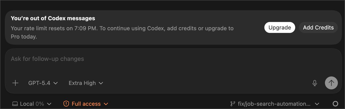 > get codex while being rate limited on claude
> get rate limited on both