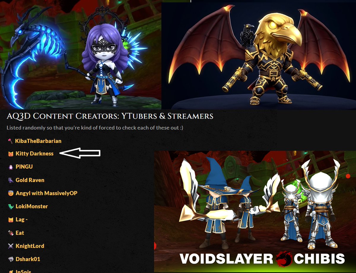 Kittydark14's tweet photo. hi @BeleenAE @ArtixKrieger @Clarion_AE  @DageTheEvil  @AQ3Dgame   Hi, I'd like to know if you'd be willing to make chibi versions of the YouTubers who help the game grow so much. You know, that would be a good shop, and each pet could cost 1,900 DCs each. https://t.co/LmrgpESJ6n