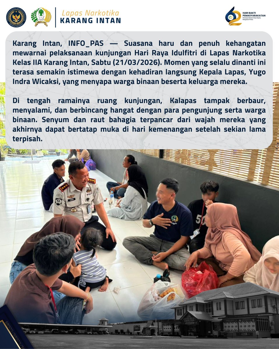 lpnkarangintan's tweet image. Hangat di Hari Raya: Kalapas Karang Intan Menyapa, Menguatkan Ikatan Warga Binaan dan Keluarga

#kemenimipas
#imipasprima
#guardandguide
#infoimipas
#pemasyarakatan
#KanwilDitjenPasKalsel
#LapasNarkotikaKarangIntan
#TimHumasLPNKarangIntan✅
#Laskarin