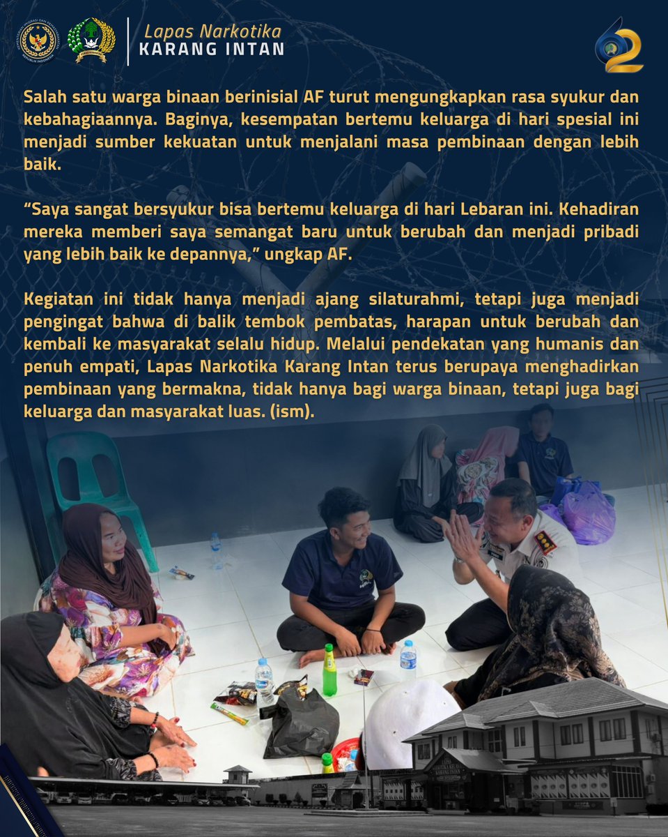 lpnkarangintan's tweet image. Hangat di Hari Raya: Kalapas Karang Intan Menyapa, Menguatkan Ikatan Warga Binaan dan Keluarga

#kemenimipas
#imipasprima
#guardandguide
#infoimipas
#pemasyarakatan
#KanwilDitjenPasKalsel
#LapasNarkotikaKarangIntan
#TimHumasLPNKarangIntan✅
#Laskarin