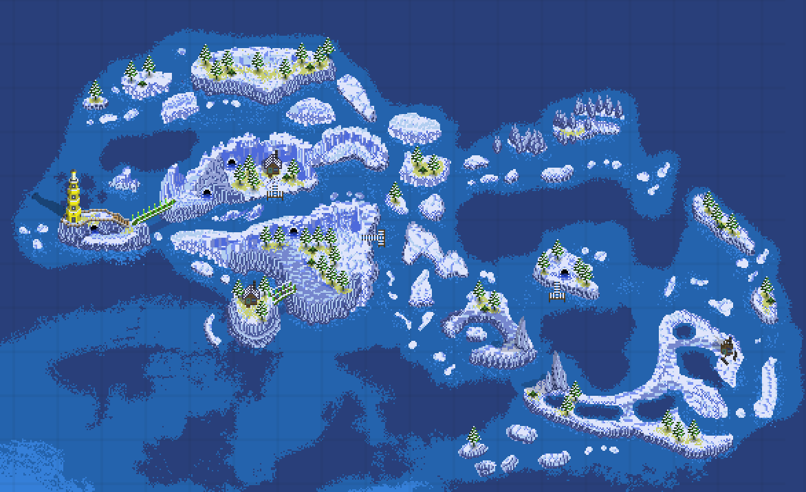 func_studio's tweet photo. Our new icy area in #Haventrove is coming along nicely. ❄️ Ok so it's a bit (ok a lot) chilly but it's very nice here anyway 🏔️⚓️🧊🐧🦭

#screenshotsaturday #GameMaker #Aseprite #pixelart #IndieGame #AdventureGame https://t.co/wxmdsTa989