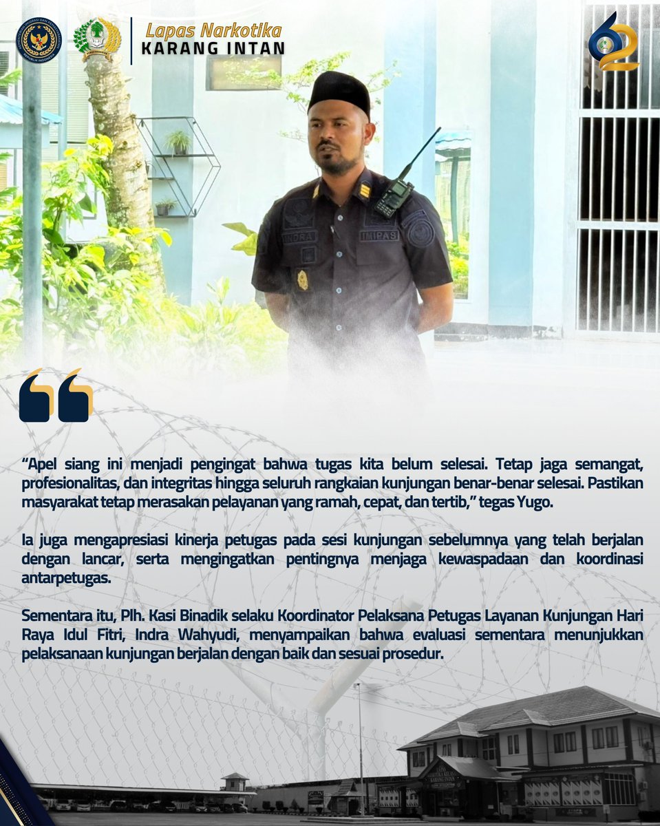 lpnkarangintan's tweet image. Apel Siang Hari Pertama Kunjungan Idulfitri, Penghubung Kesiapan Layanan dari Pagi hingga Sore

#kemenimipas
#imipasprima
#guardandguide
#infoimipas
#pemasyarakatan
#KanwilDitjenPasKalsel
#LapasNarkotikaKarangIntan
#TimHumasLPNKarangIntan✅
#Laskarin