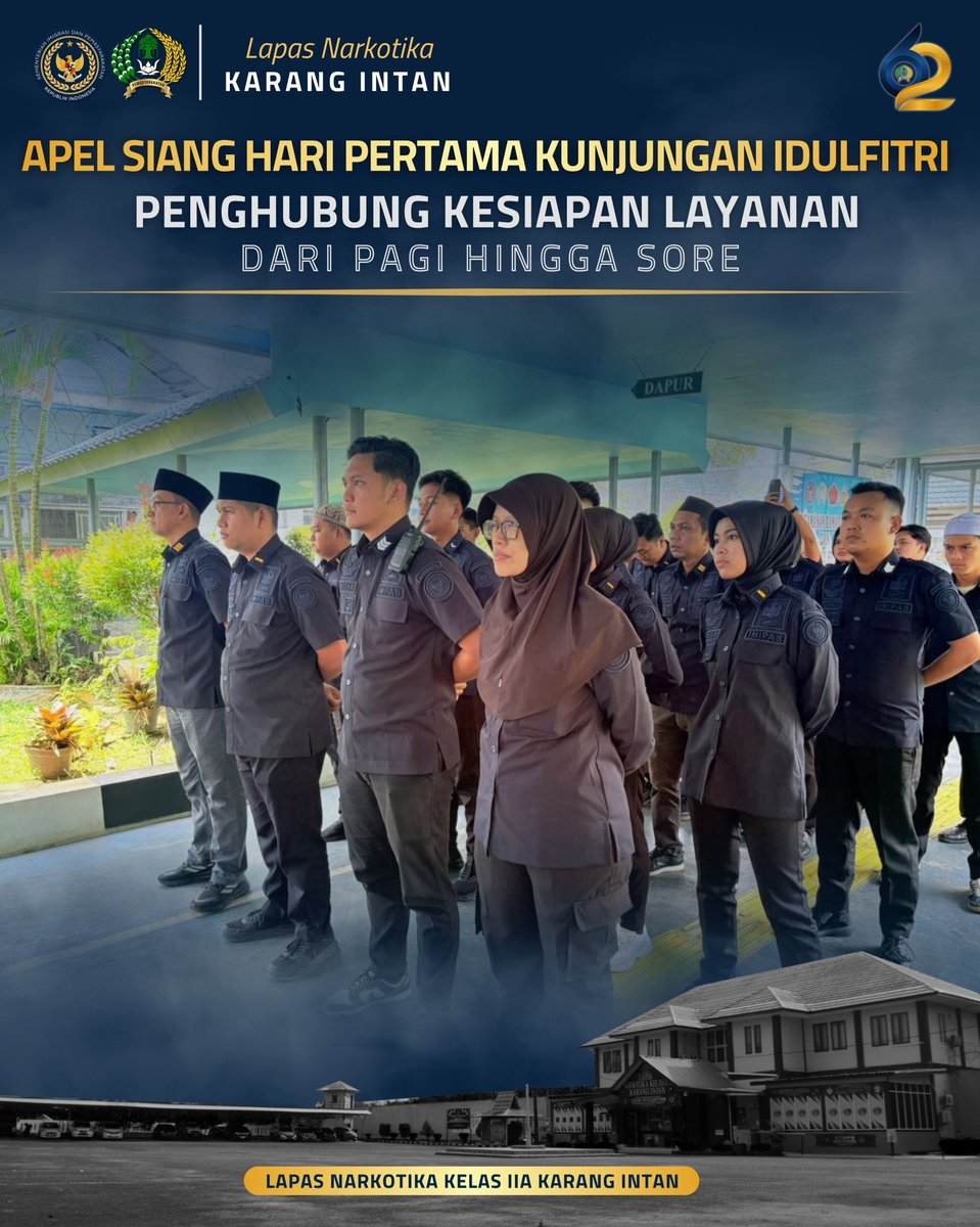 lpnkarangintan's tweet image. Apel Siang Hari Pertama Kunjungan Idulfitri, Penghubung Kesiapan Layanan dari Pagi hingga Sore

#kemenimipas
#imipasprima
#guardandguide
#infoimipas
#pemasyarakatan
#KanwilDitjenPasKalsel
#LapasNarkotikaKarangIntan
#TimHumasLPNKarangIntan✅
#Laskarin