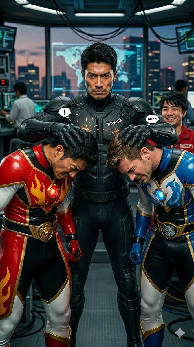 ghero_def's tweet image. 🐺「こんな短気なやつより俺とどうだ？」
🦁「ふざけんな！！誰が渡すか！！」

「あ、あのぉ、、大丈夫なんですか…？」

👷「えっ、あぁいつもの事なので…すぐ終わりますよ！…ほら笑」
・
・
👹「さっさと仕事に戻らんか！！！💢」

良くある展開ですね😚
#AIhero #gay #Superhero #マスクオフ