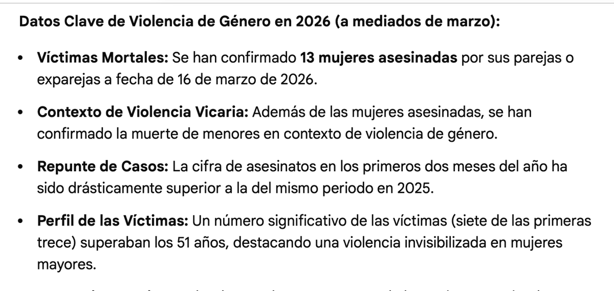 Vos imagineu que durant els anys de plom ETA matara un xiquet cada mes en un atemptat terrorista?
Seria insuportable.
Doncs això fa el terrorisme masclista ara, en 2026.
Cada mes un xiquet.
Cada mes més de quatre dones.
Amb la diferència que hi ha qui nega este terrorisme.