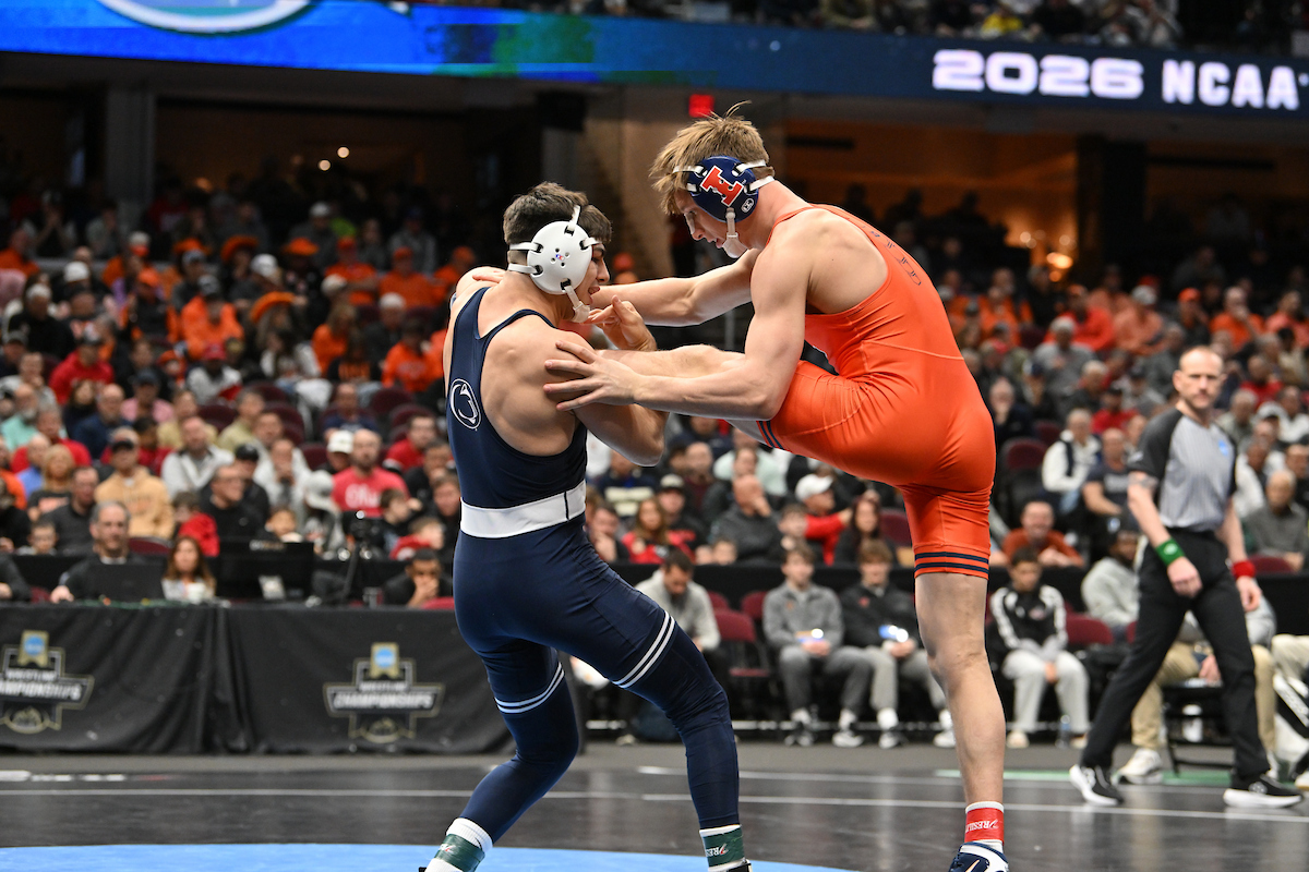 PennStateWREST's tweet photo. PJ DUKE -- THIRD PLACE ALL-AMERICAN!
Duke rolls to a 20-4 tech fall at 6:31 over Ohio State's Cannon!
Duke goes 5-1 with two pins and two techs to claim the Bronze!
#PSUwr https://t.co/lbzelR71BL