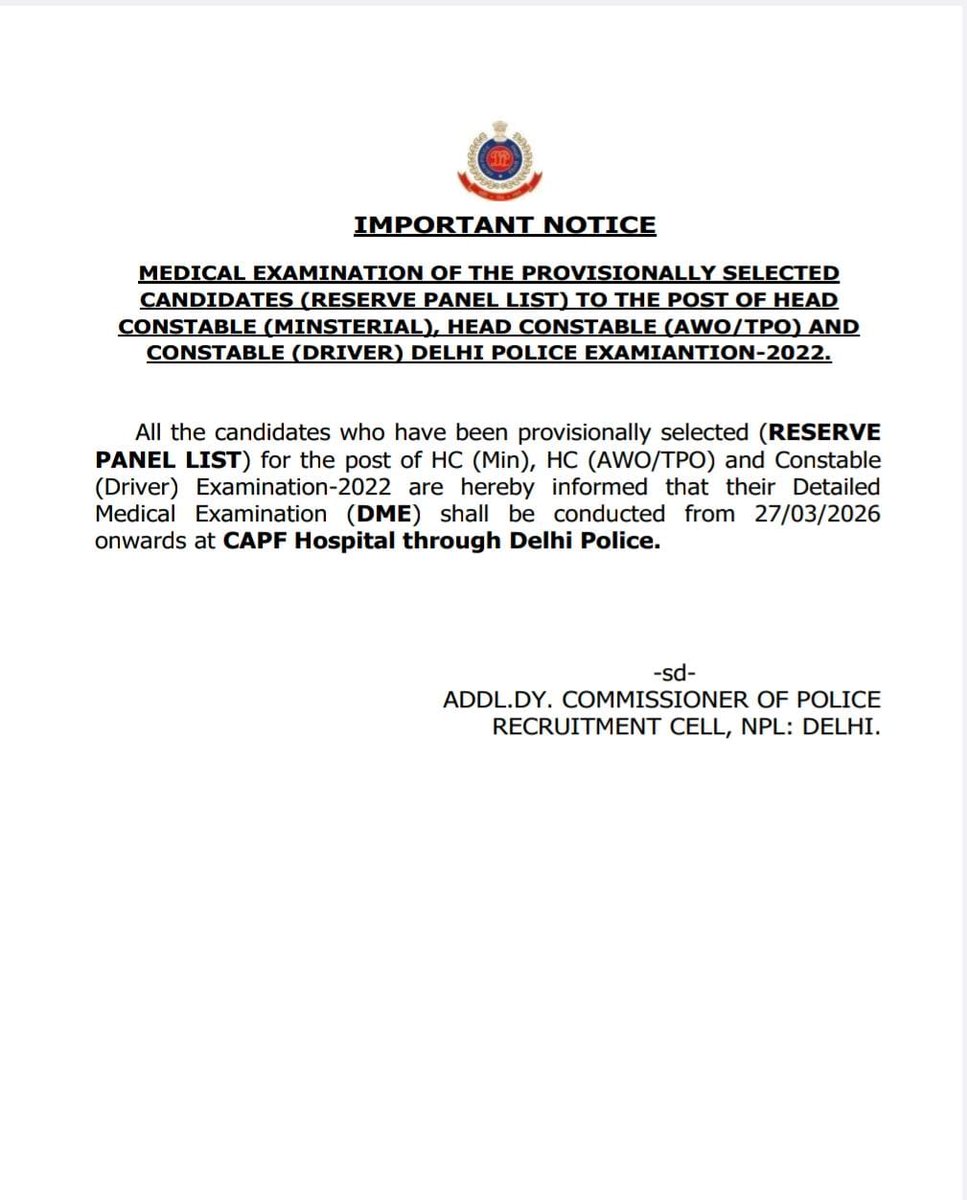 BasicshikshakC's tweet image. दिल्ली पुलिस भर्ती 2023 
Waiting list update 
#job #vacancy