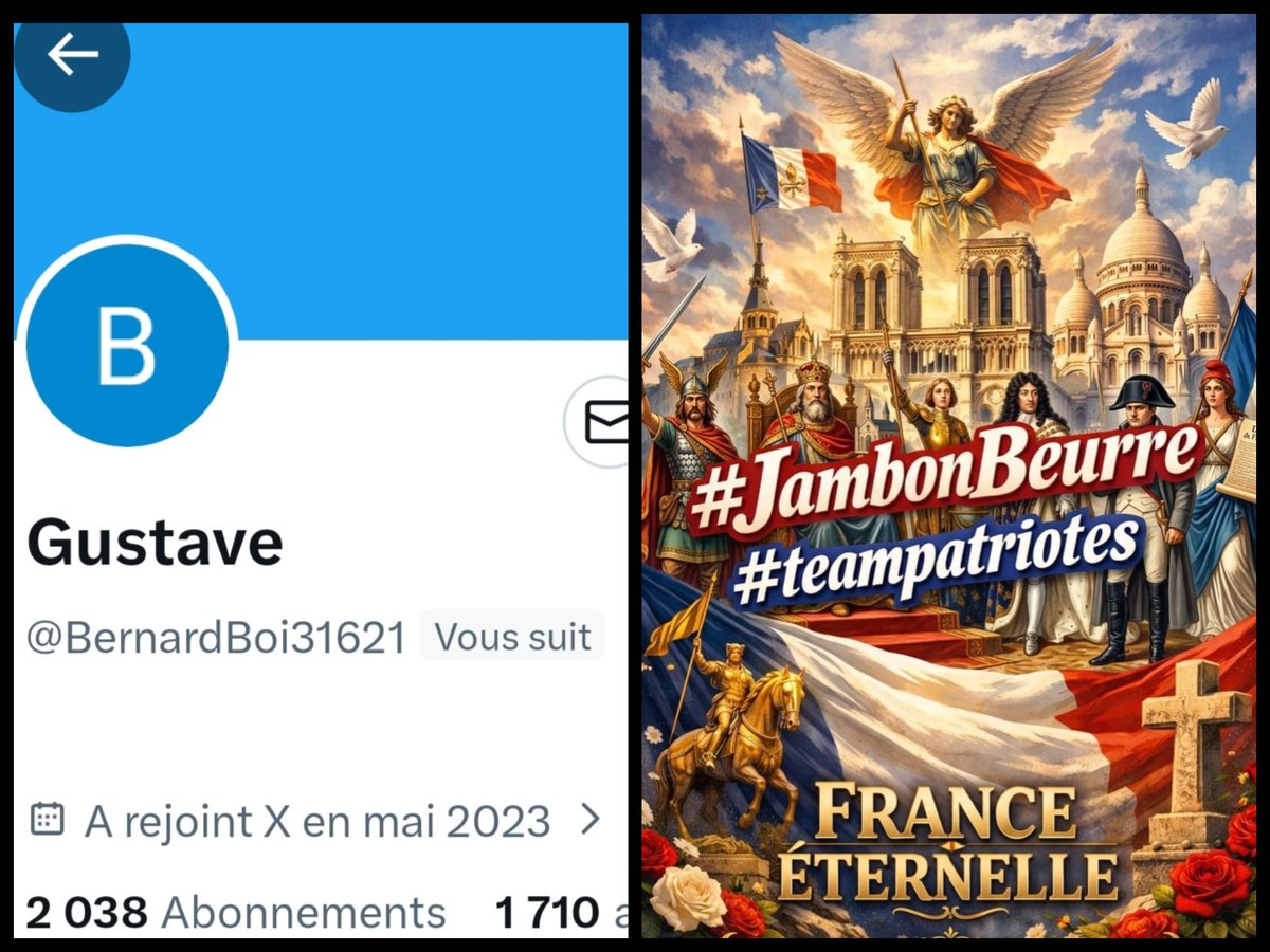 INFO🚨 Merci de partager! 
Mes amis abonnés😉
Ainsi que l'équipe #JambonBeurre #TeamPatriotes 🇨🇵 
Notre ami <a href="/BernardBoi31621/">Gustave</a>  👍
Aurait besoin d'un petit coup de pouce pour grossir sa TL!🥳
Merci de vous abonner à lui!🙏
Et n'oubliez pas!😉
Tous ensemble nous sommes plus forts!🇨🇵