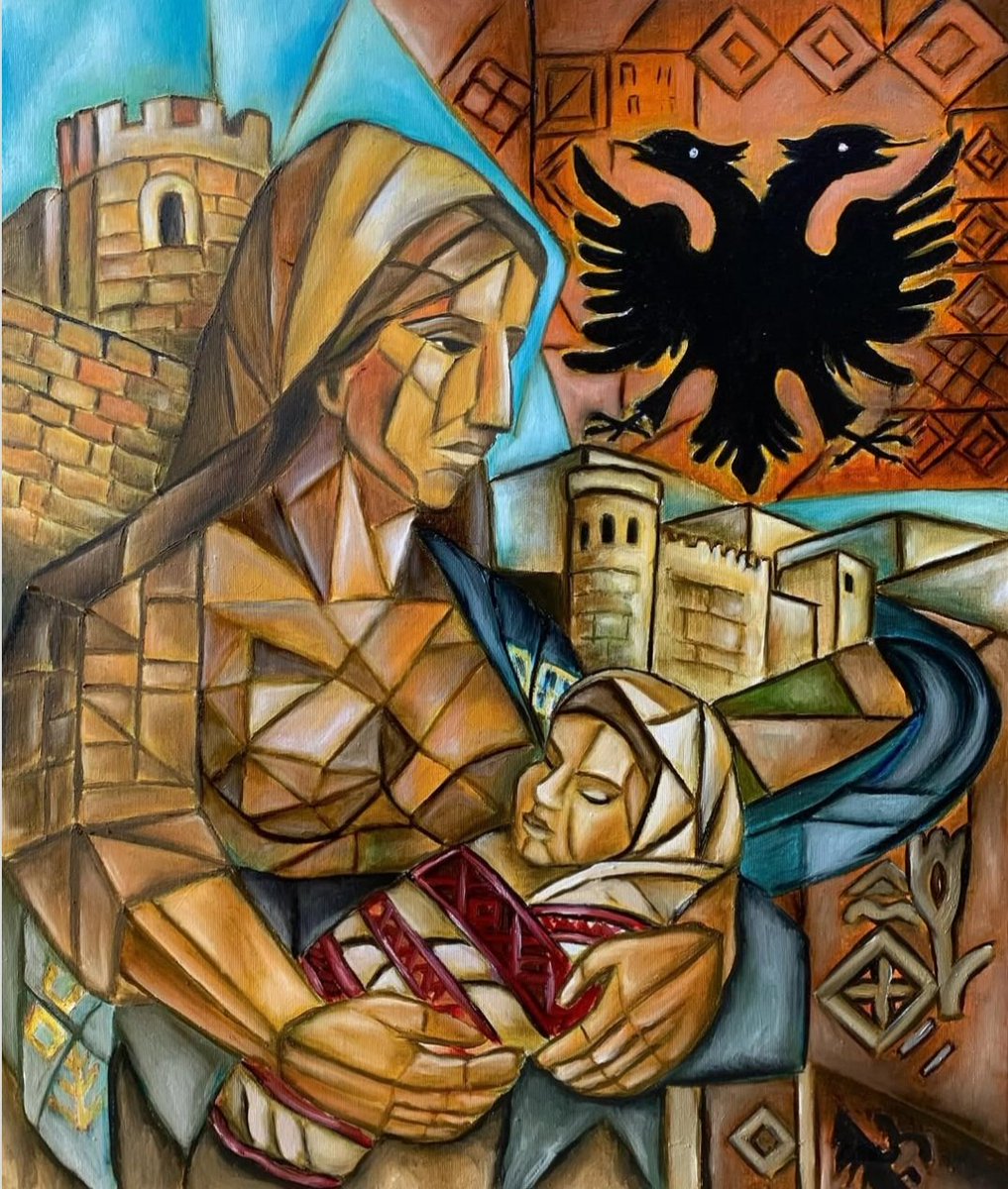silviahametaj's tweet image. “The Legend of Rozafa”
Oil on canvas (50x60cm)
A tribute to sacrifice, strength, and the silent power of women.
Not just a myth, but a truth.
#Rozafa #AlbanianArt #ArtTwitter #OilPainting #ContemporaryArt #WomenInArt #NeoCubism