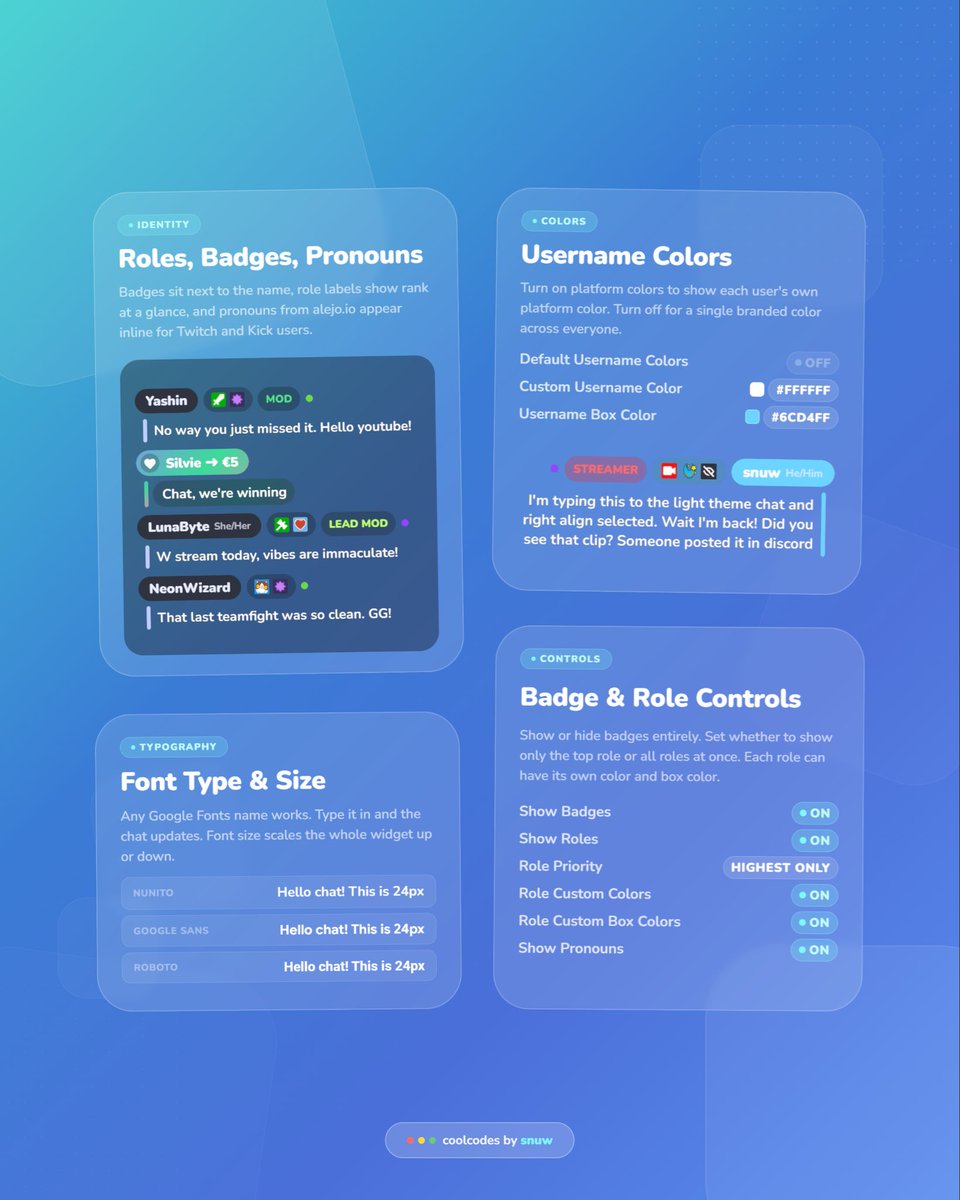 snuwen's tweet photo. Here some features for new MultiStream Chat overlay #twitch #youtube #kick #multistream #multichat https://t.co/LEqAJdv8Ud