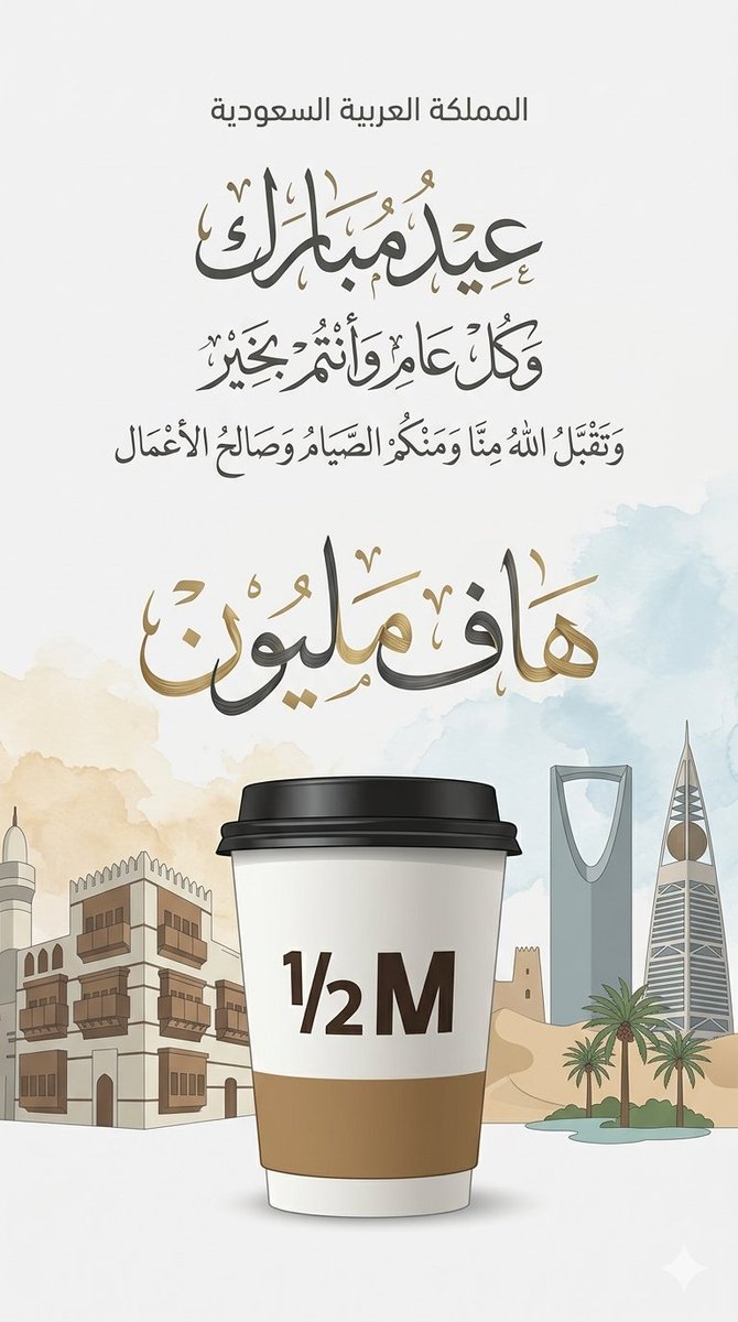 <a href="/halfmillion_sa/">Half Million | هاف مليون</a> #عيدية_هاف_مليون 😍🎁

كل عام وأنتم بخير عيـــــدكـــــم مبـــــارك 
نصّك الثاني #معك_بالعيد ✨