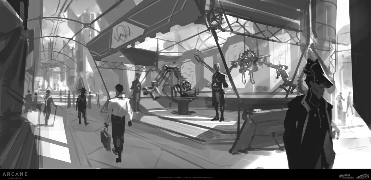 Progress Day assets and booths concept arts for episode 104 by Mads Ahm.

#arcane