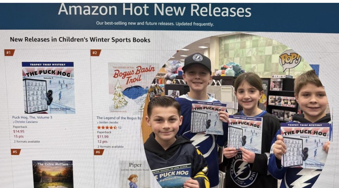 Our children’s hockey book tops the list of New Releases in Children’s Winter Sports Books <a href="/amazon/">Amazon</a> #Children’s Books