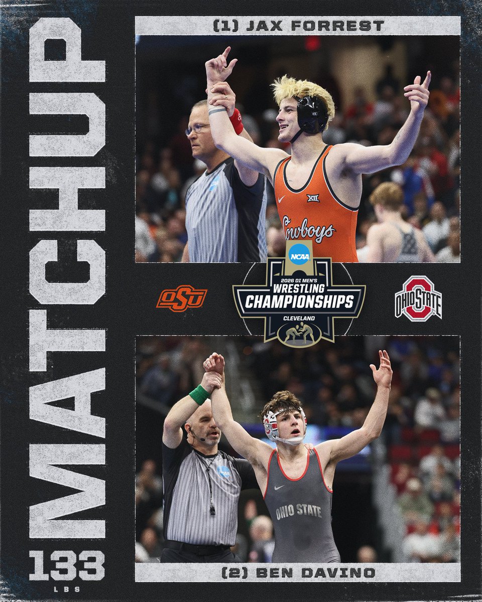 MATCHUP AT 133⭐️

(1) Jax Forrest - <a href="/CowboyWrestling/">OSU Cowboy Wrestling</a> 
🆚
(2) Ben Davino - <a href="/wrestlingbucks/">Ohio State Wrestling</a> 

#NCAAWrestling