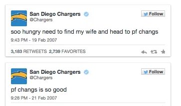 The iconic Chargers PF Changs tweet