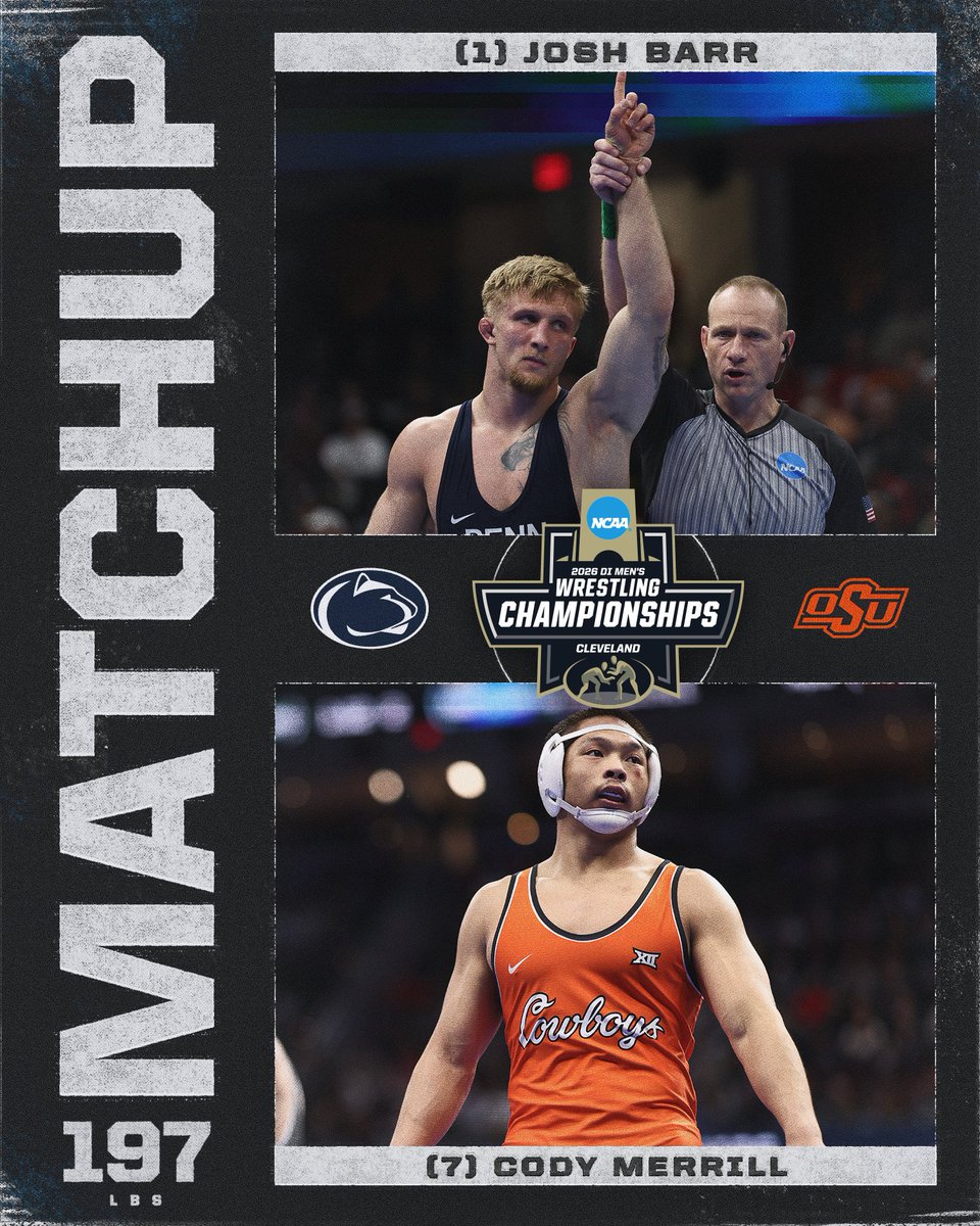 MATCHUP AT 197 ⭐️

(1) Josh Barr - <a href="/pennstateWREST/">Penn State WRESTLING</a>
🆚
(7) Cody Merrill - <a href="/CowboyWrestling/">OSU Cowboy Wrestling</a> 

#NCAAWrestling