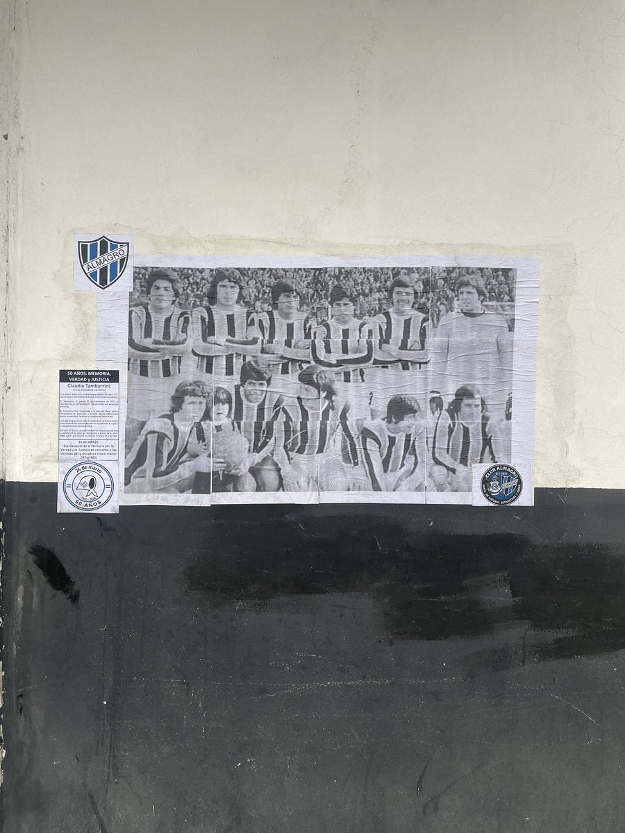 A 50 años del golpe cívico militar, con el compromiso social de siempre y habiendo sufrido el terrorismo de estado en primera persona. El Club Almagro mediante un parche en nuestra camiseta, manifiesta, Nunca más.