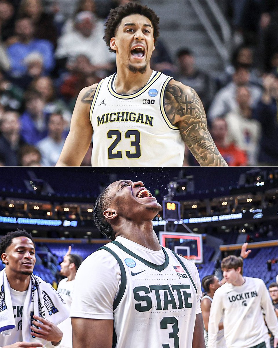 SportsCenter's tweet image. For the second straight season, Michigan and Michigan State have reached the Sweet 16 🔥