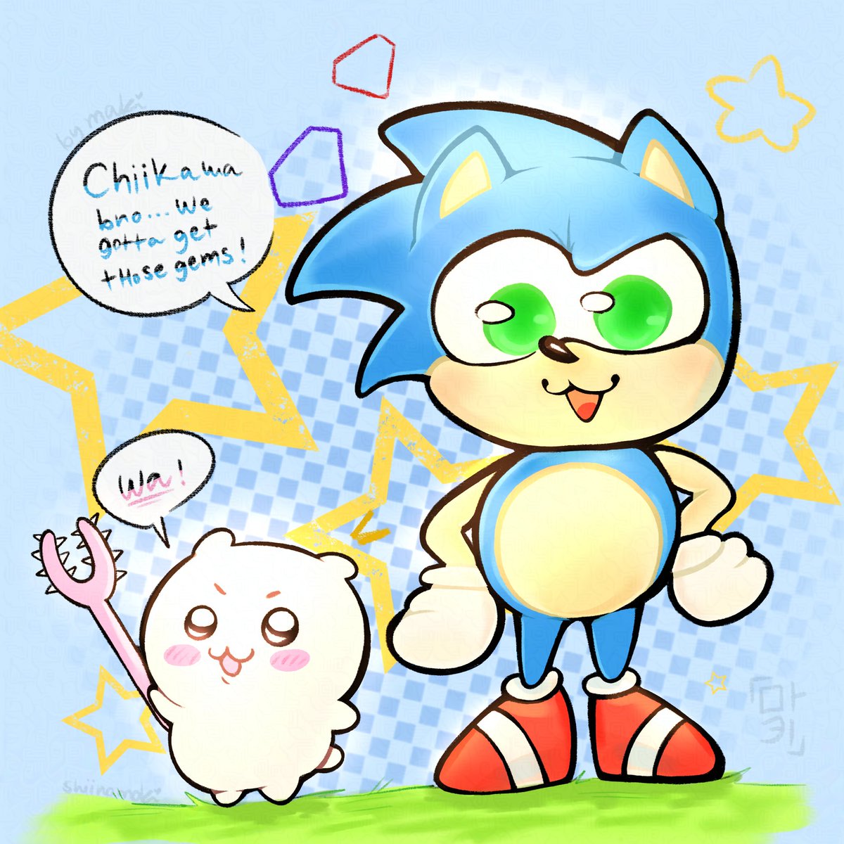 shiinomakiii's tweet photo. CHIIKAWA N SONIC LETSGOOOO

#sonicart #chiikawa https://t.co/XXOZ5q4oa2