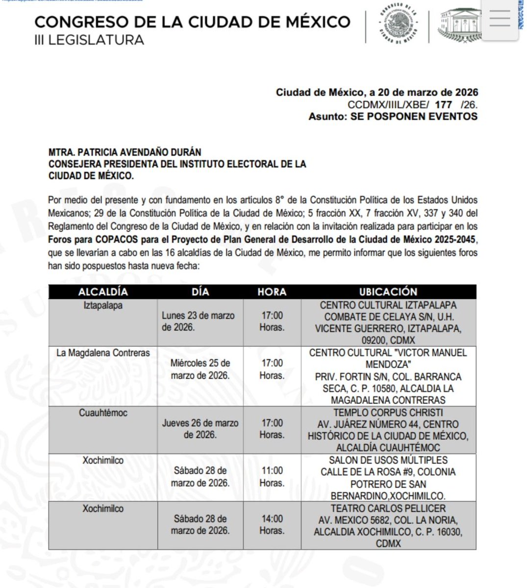 VillaDeCortesBJ's tweet image. Los foros de Consulta del #PGD han sido un total fracaso, no sólo por la falta de visión, cientificidad y planeación, sino por el profundo desprecio a los vecinos críticos y Ácratas
@ClaraBrugadaM @craviotocesar @Patricia_RKuri @XochitlBravoE @brendaruiza @planeacioncdmx