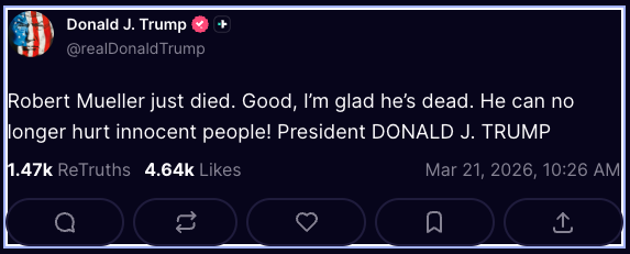 xAlphaWarriorx's tweet image. President Trump goes full savage on Robert Mueller and now the soft ones are about to expose themselves all over again. They must have forgot we are in a war for not just America, but all of humanity.

Let’s remember who Mueller was. He took over as FBI Director on September 4,