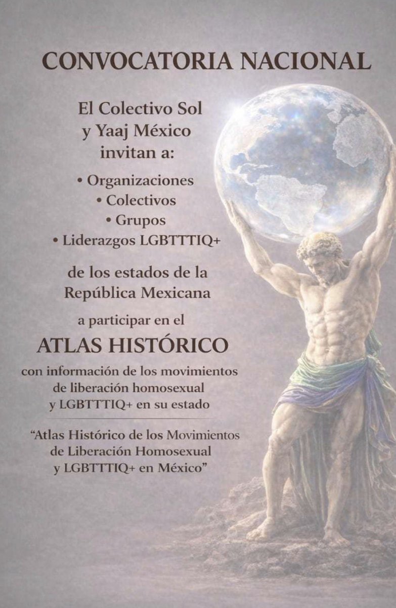 JoshuaRobl69965's tweet photo. 📢 Convocatoria abierta 🌈

Dirigida a organizaciones, colectivos y liderazgos LGBTIQ+ en México 🇲🇽

Organizan: YAAJ México y Colectivo Sol

📂 Crea una carpeta con la memoria histórica de tu estado

✨ ¡Haz visible tu historia!

#Convocatoria #LGBTIQ #México https://t.co/Rw6A79SDaN