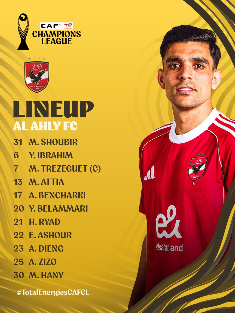 CAFCLCC's tweet photo. Team sheets are in for the #TotalEnergiesCAFCL quarterfinal! 📝 https://t.co/ie8qKik9iI