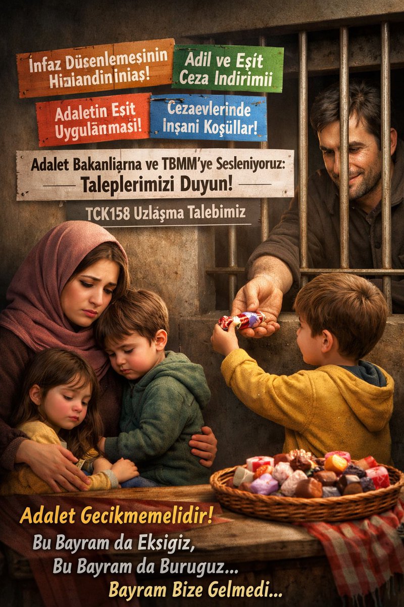 <a href="/erbakanfatih/">Dr. Fatih Erbakan</a> <a href="/erbakanfatih/">Dr. Fatih Erbakan</a> Bugün bayram… ama her sofrada aynı huzur yok, bazı sandalyeler eksik, bazı evlerde sessizlik hâkim. Bekleyiş uzadıkça özlem büyüyor, bayramın anlamı yarım kalıyor. Bu durum, adaletin toplum için vazgeçilmez bir değer olduğunu hatırlatıyor.

🕊️ Toplumsal Barış İçin