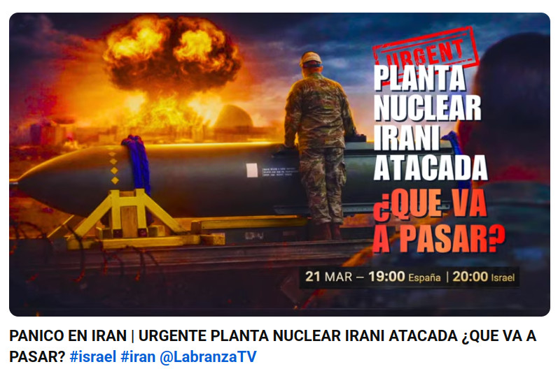 Noticias de Israel 🇮🇱🇮🇱🇮🇱PÁNICO EN IRAN | URGENTE PLANTA NUCLEAR IRANI ATACADA ¿QUE VA A PASAR? #israel #iran @LabranzaTVhttps://www.youtube.com/live/ZEdZxK3-JZs?si=t0hFpxQYtjH-qxcY a través de <a href="/JoseIrodrigo/">José I. Rodríguez</a>