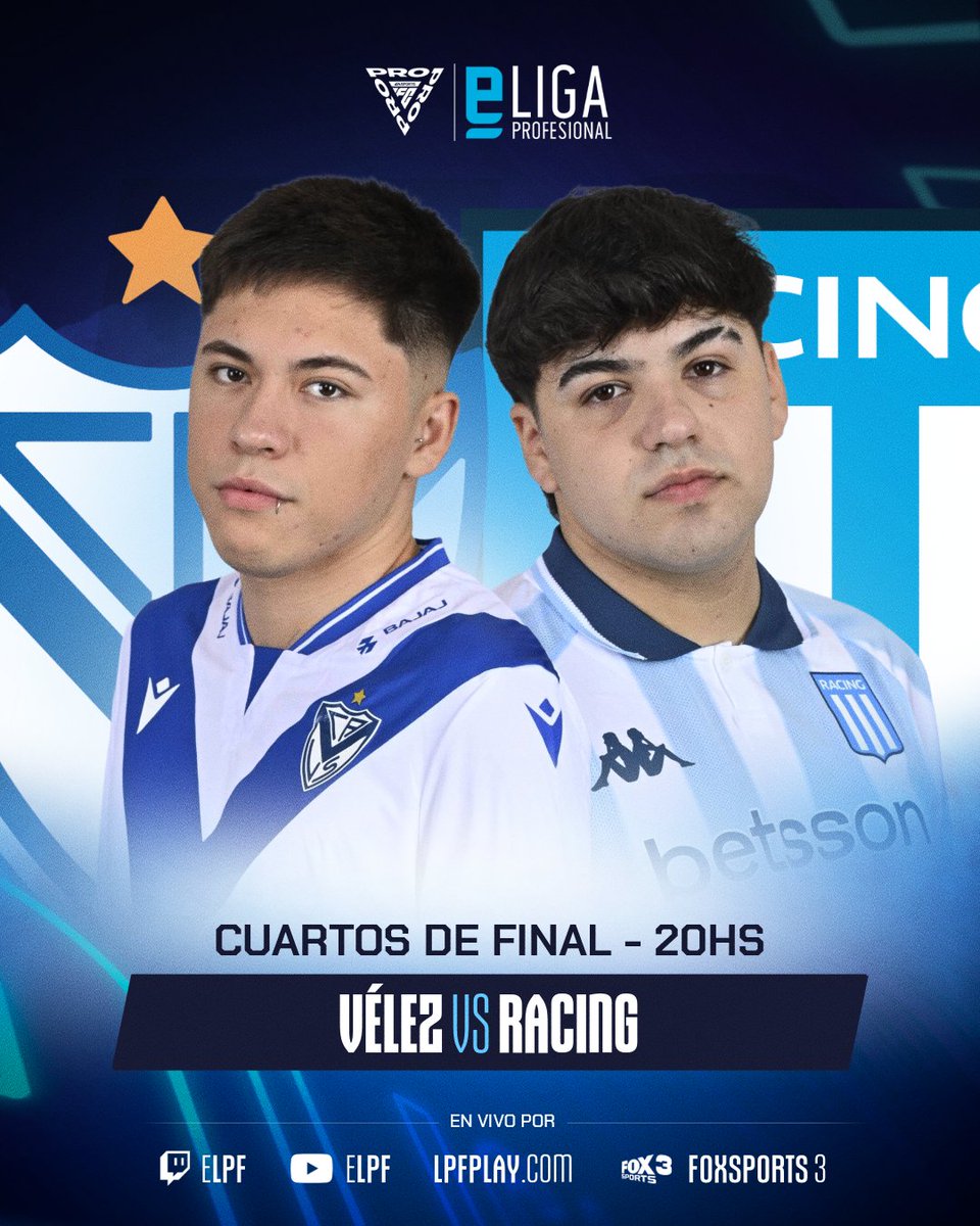 eLPF's tweet photo. Continúan los Cuartos de la #eLPF
@Joelr_21 (@Velez) 🆚 @rblz_kiketo (@RacinGGamingOK)
A las 20hs, con un lugar en el presencial en juego. https://t.co/1mIivoeckz